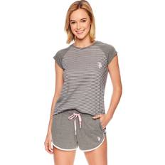 Polo Pajamas U.S. Polo Assn. U.S. Polo Assn. Womens Pajama Set Logo PJ Set for Women with Tee and Shorts Lounge Sets Charcoal Heather, X-Large