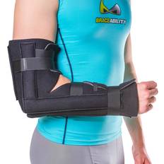 BraceAbility Elbow Fracture Splint Removable Long Arm Cast & Broken Supracondylar or Proximal Ulna Immobilizer L/XL Black L/XL