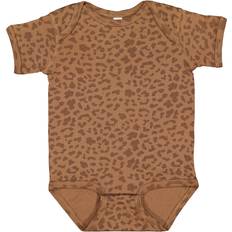 Brown Bodysuits Children's Clothing Rabbit Skins Baby Soft Fine Jersey Short Sleeve Bodysuit Brown Leopard Newborn