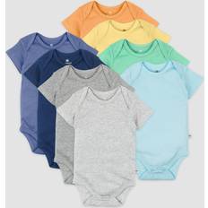 Yellow Bodysuits Children's Clothing Honest Baby Boys' 8pk Rainbow Organic Cotton Short Sleeve Bodysuit Blue/Yellow 0-3M