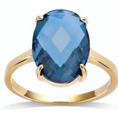 Allianseringer Les Tresors De Lily Gold Plated Ring 'Sissi' golden blue London Blue 13x10mm