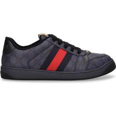 Gucci Sneakers Gucci Screener Leather Webbing Trimmed Monogrammed Canvas Sneakers - Blue
