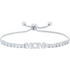 Bracelets Macy's Silver Plated Cubic Zirconia Mom Adjustable Bracelet