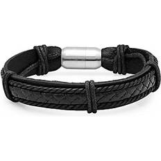 Brown Jewelry Steel By Design Men's Braided Leather racelet