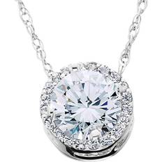 White Gold - Women Charms & Pendants Pompeii3 1/2ct Diamond Halo Pendant 14K White Gold Lab Grown