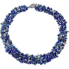 Gray - Women Necklaces Bling Jewelry Chunky Blue Lapis Stone Chips Statement Bib Necklace Women Collar