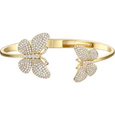 Beige Bracelets Rachel Glauber Rg 14k Gold Plated with Diamond Cubic Zirconia French Pave Butterfly Open Cuff Bangle Bracelet