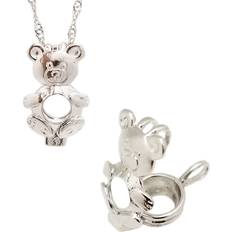 Unisex Jewelry Sets Bear Pendant Necklace Set Love Pearl Kit Unisex Teens and Adults Silver Color