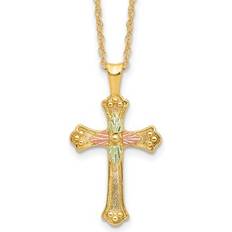 Gem & Harmony 10K Yellow Gold Cross Pendant Necklace with Chain