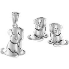 Trendor 75597 Schmuck-Set Anhänger Ohrringe Hund Silber 925