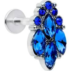 Blue - Women Piercings Body Candy Gauge 1/4 Blue Cz Gem Fountain Labret Monroe Lip Piercing Tragus 1/4