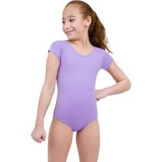Short Sleeve Leotard Girls Vibrant Violet