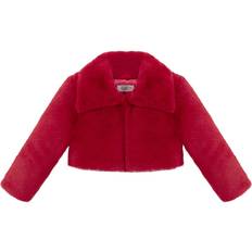 Fur Children's Clothing Lilax Lilax Girls Button Closure Cozy Faux Fur Bolero Shrug Jacket Red Years