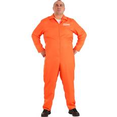 Men - White Jumpsuits & Overalls Fun Costumes Men's Plus Size Prison Jumpsuit - Orange