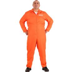 Men - White Jumpsuits & Overalls Fun Costumes Plus Men's Prison Jumpsuit Orange/White 4X