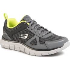 Skechers Track Light Sport Training Leather Mesh Trainers - Charcoal/Lime