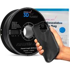 3D Printing ATARAXIA ART Flexible PLA Filament, PLA Filament 1.75mm, 3D Printer Filament,1kg, Better Than TPU, 89A Shore Hardness, Patent Formula, Compatible Bowden Extruder, Plus Filament Storage Bag, PLA Black