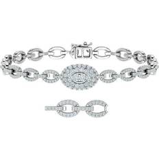 Men - White Gold Bracelets Finerock 1/5 Carat Linked Diamond Bracelet in 14K White Gold I1-I2 Clarity