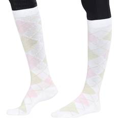 Bamboo Socks TuffRider TuffRider Ecogreen Bamboo Argyle Socks, White/Pink