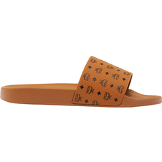 Polyurethane Slides MCM Monogram Print - Cognac