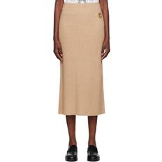 Wolle Röcke Maison Kitsuné Bold Fox Head Patch Long Ribbed Skirt Beige