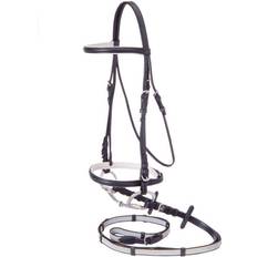 Full Reins Silver Fox Snaffle Bridle Super-Grip Reins Black Horse/Full