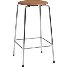 Fritz Hansen Bar Stools Fritz Hansen High Dot Chrome/Brown Bar Stool 25.6"