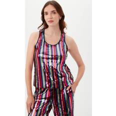 Multicoloured Tank Tops Trina Turk Women's Admire Striped Sequined neutral