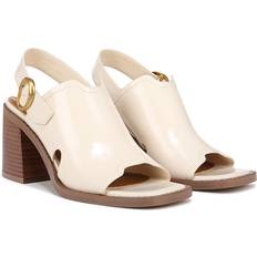 Recycled Materials - Women Heeled Sandals Franco Sarto Shoes Amy Block Heel Sandal Vanilla White Synthetic Open Toe, Slingback Vanilla White Synthetic