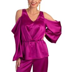 Trina Turk Damen Cold Shoulder Bluse, Festliche Fuchsia, Größe M, Festliches Fuchsia