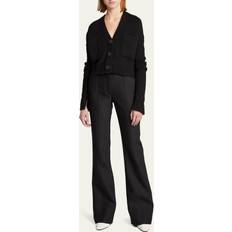 Proenza Schouler Solid Cropped Cashmere Cardigan BLACK