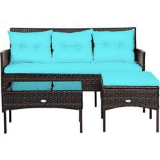 Plastic Outdoor Lounge Sets Costway 3PCS Patio Outdoor Lounge Set