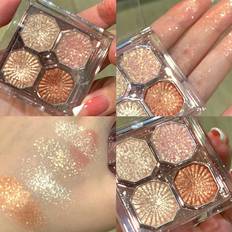 Mineral Eyeshadows DIKALU 4 colors Pearly Glitter Eyeshadow Palette Bright Matte Shimmer Eye Shadow Waterproof Pigment Makeup Cosmetics