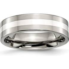 Bridal TB208-10.5 mm Titanium Sterling Silver Inlay Flat Polished Band