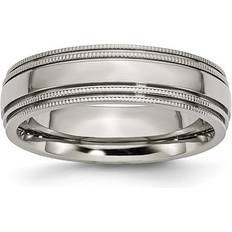 Chisel TB134-8 Titanium Grooved & Beaded Edge mm Polished Band Silver