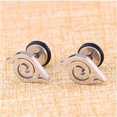 Slowmoose A Silver Stainless Steel Stud Earrings, Naruto Anime For Women, Girls Geometric Ear Jewelry Multicoloured