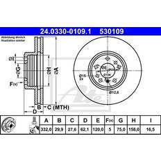 Vehicle Parts ATE Brake Disc PowerDisc 24.0330-0109.1