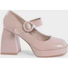 Synthetic Leather Heels & Pumps 19v69 Italia 19v69 Italia Womens Mary Jane Pump Nude Synthetic Leather