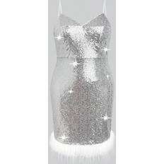 Shein Plus Sparkly Glitter Fluffy Hem Cami Dress