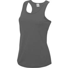 Just Cool Girlie Fit Sports Vest Tank Top Charcoal