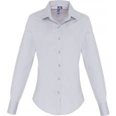 Silver - Women Blouses Premier Stretch Fit Poplin Long Sleeve Blouse Silver