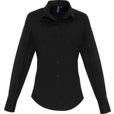 Long Sleeves Blouses Premier Stretch Fit Poplin Long Sleeve Blouse Black
