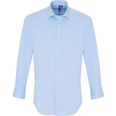 Premier Stretch Fit Poplin Long Sleeve Shirt Pale Blue