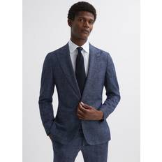 Linen - Men Blazers Reiss Mens Indigo Barrett Single-breasted Slim-fit Wool and Linen-blend Blazer