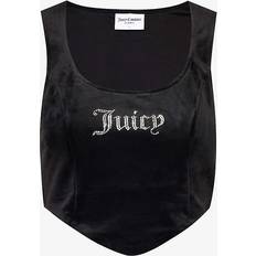 Juicy Couture Womens Black Camina Rhinestone-embellished Velour top