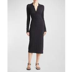 Nylon Skirts Vince Womens Coastal Blue-403cbl Crinkled High-rise Stretch-cotton Blend Midi Skirt
