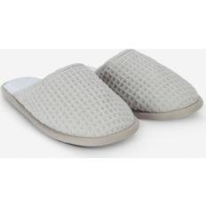 White Slippers The White Company Womens Pale Grey Waffle Towelling Cotton and Modal-blend Slippers