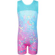 Leopard Bodysuits Children's Clothing Wejoy BAOHULU Sparkle Ballet Leotard Girls Gradient Bodysuit Sleeveless Gymnastics Practice Outfit Ballerina Dance Costume