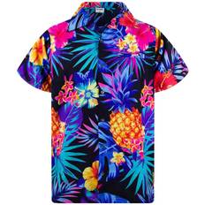 King Kameha Funky Hawaii Skjorta Kortärmad Frontficka - Svartblå