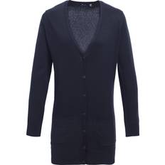 Cotton - Women Cardigans Premier Longline V Neck Knitted Cardigan Navy